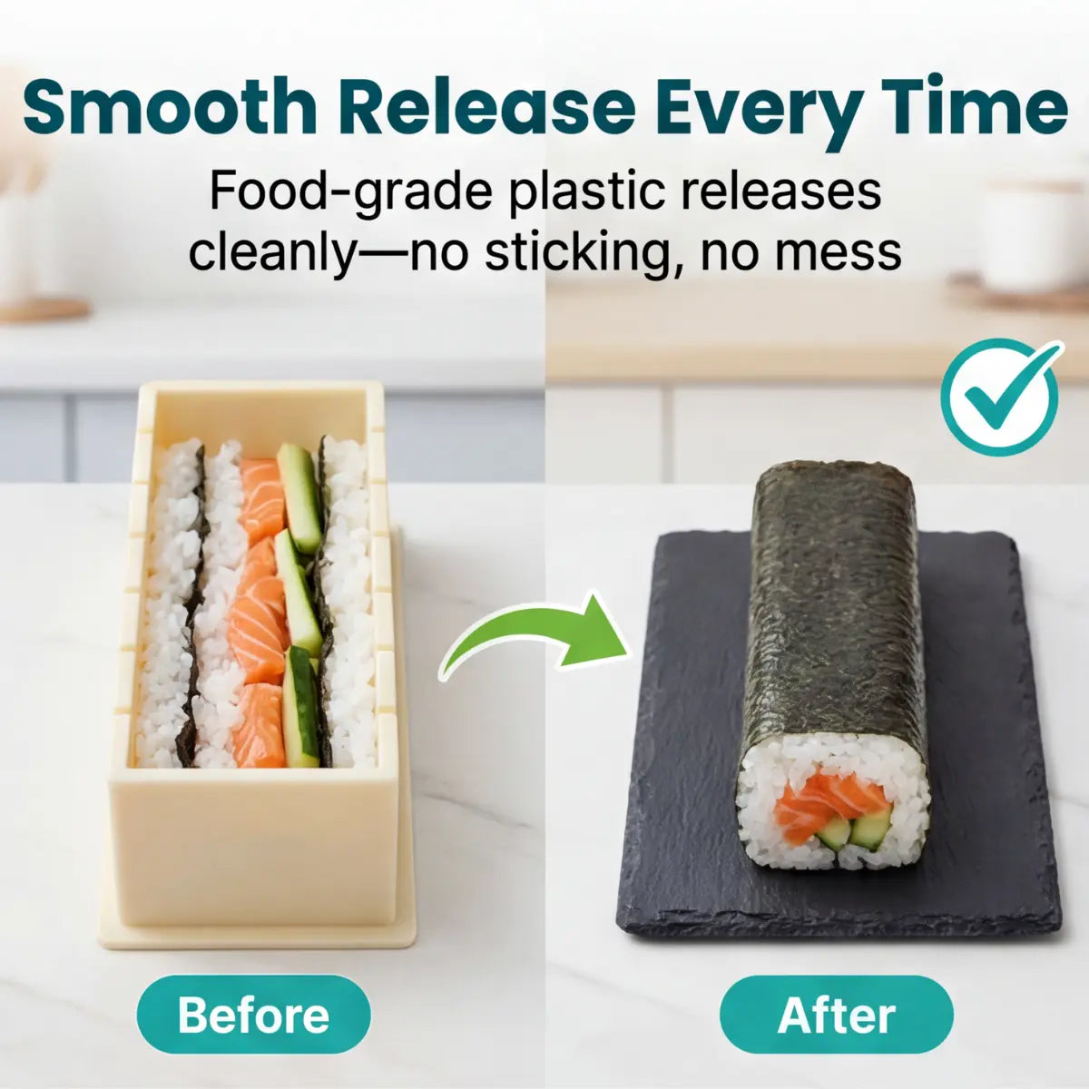 Sushi Vormset met Snijgeleiders - Perfecte Rechthoekige Maki Zonder Roltechniek