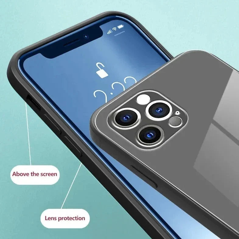 Gehard Glazen Telefoonhoesje met Polsbandje iPhone - Schokbestendig Transparant Cover Camera Bescherming