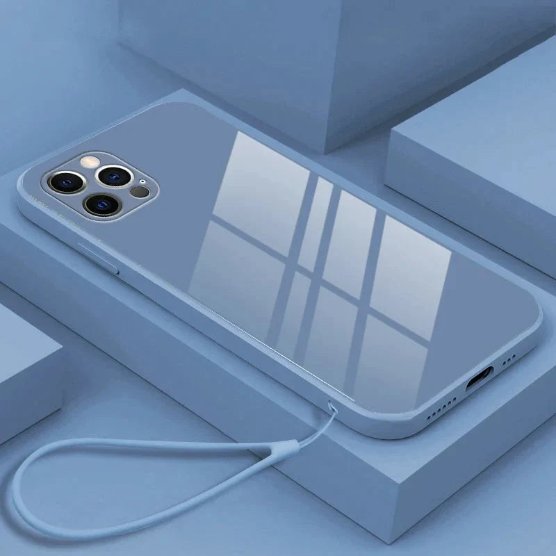 Gehard Glazen Telefoonhoesje met Polsbandje iPhone - Schokbestendig Transparant Cover Camera Bescherming