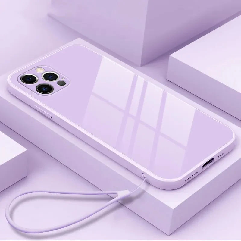 Gehard Glazen Telefoonhoesje met Polsbandje iPhone - Schokbestendig Transparant Cover Camera Bescherming