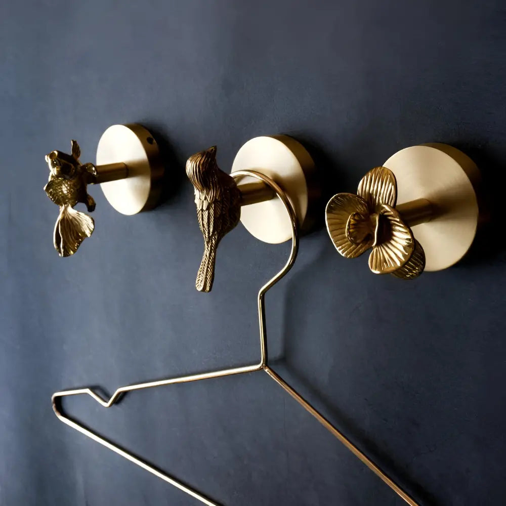 Wandhaak Massief Messing met Gouden Afwerking - Decoratief Dierenmotief voor Entree Slaapkamer Badkamer