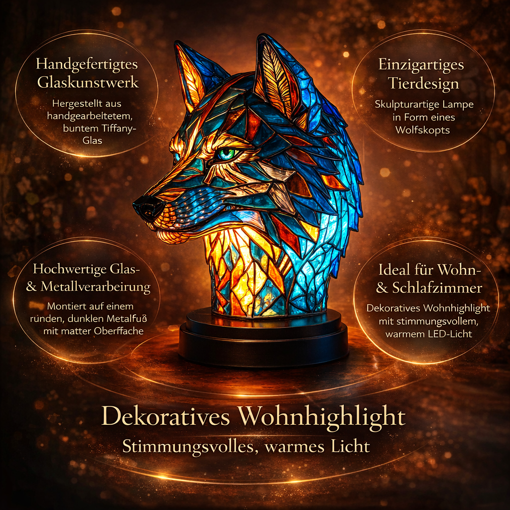 Decoratieve Tafelverlichting met Gekleurd Glasmozaïek - Wolf, Schildpad, Leeuw, Olifant - Sfeervolle Tafellamp 15cm