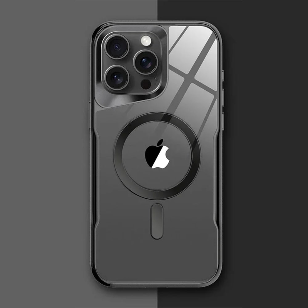 Transparante iPhone Hoes met Titanium Afwerking Draadloos Laden Compatibel Modellen 12 13 14 15 16 17