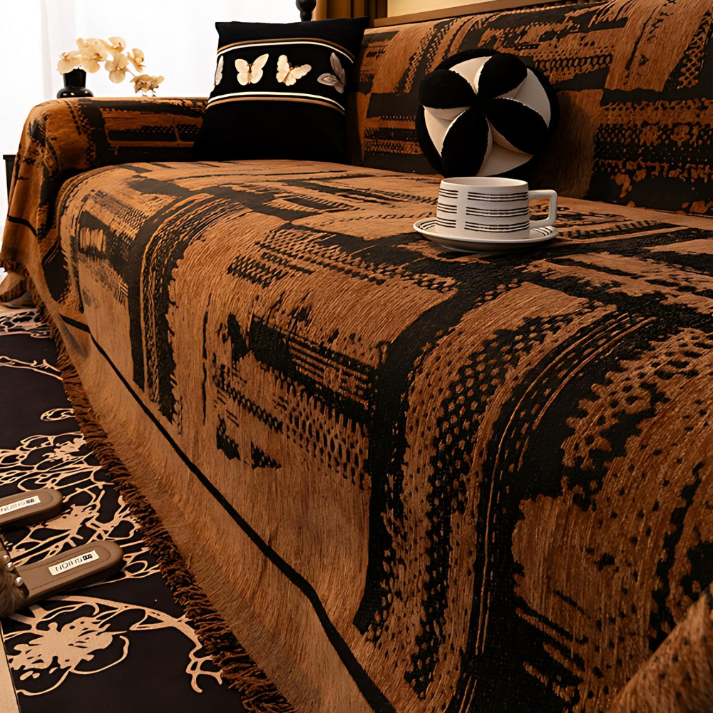 Chenille Bankhoes met Tribal Geometrisch Patroon - Beschermende Sofacover voor 2-3 Persoons Banken en Fauteuils