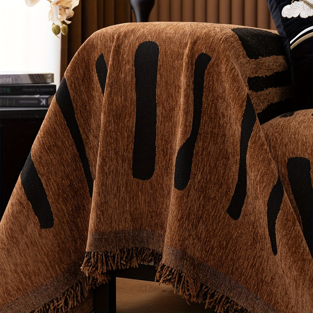 Chenille Bankhoes met Tribal Geometrisch Patroon - Beschermende Sofacover voor 2-3 Persoons Banken en Fauteuils