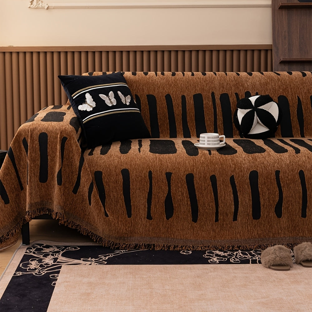 Chenille Bankhoes met Tribal Geometrisch Patroon - Beschermende Sofacover voor 2-3 Persoons Banken en Fauteuils