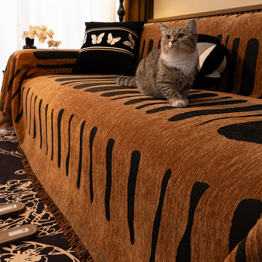 Chenille Bankhoes met Tribal Geometrisch Patroon - Beschermende Sofacover voor 2-3 Persoons Banken en Fauteuils