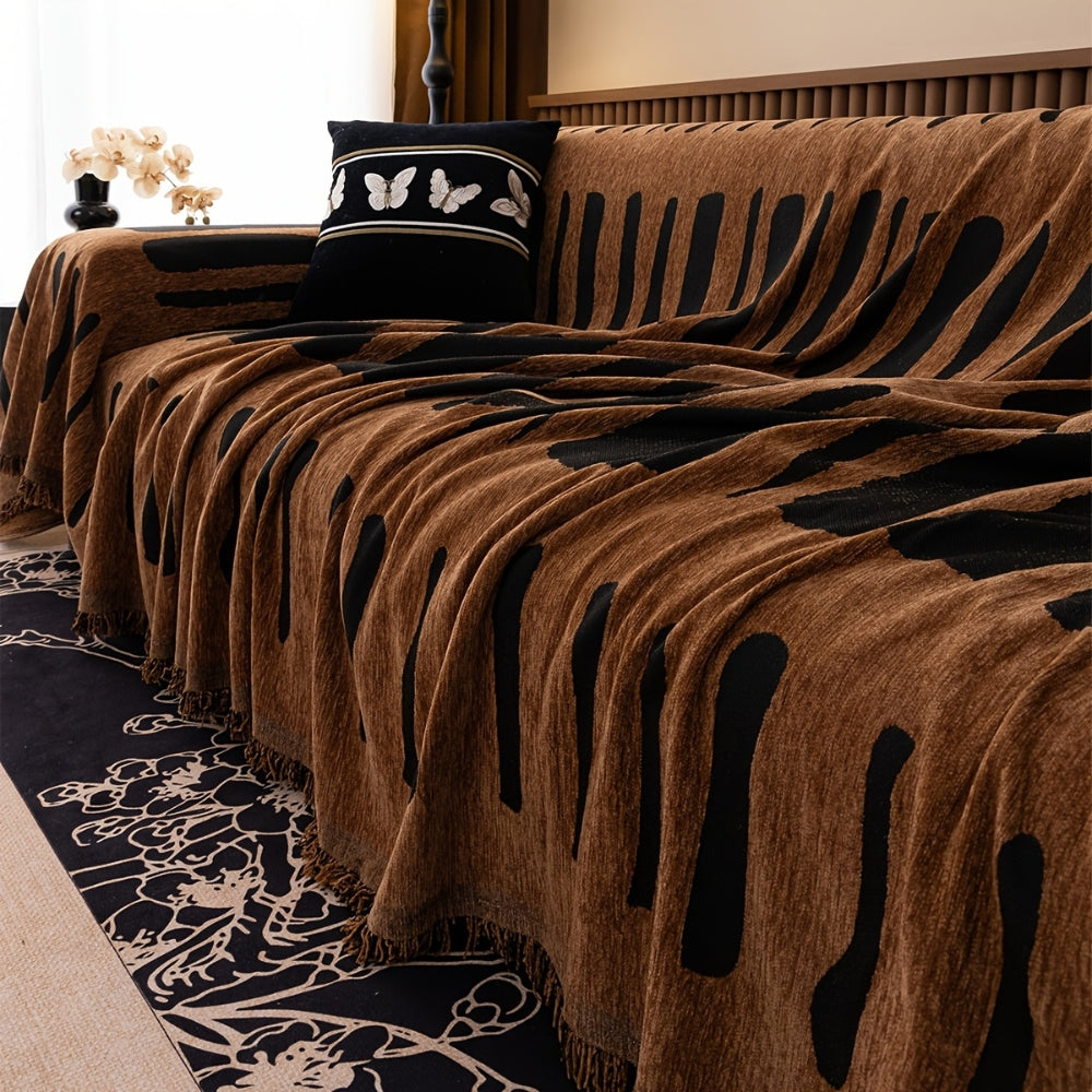 Chenille Bankhoes met Tribal Geometrisch Patroon - Beschermende Sofacover voor 2-3 Persoons Banken en Fauteuils