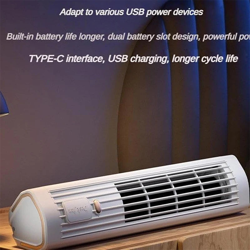 Draagbare USB-Ventilator - 5W Vermogen - Drie Snelheden - Oplaadbare Batterij - Compact Draadloos Ontwerp voor Thuis en Kantoor