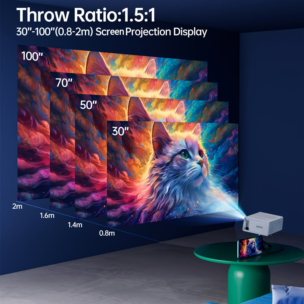 Draagbare Mini Beamer 3000 Lumen HD Projector voor Thuisbioscoop en Buitenvertoning