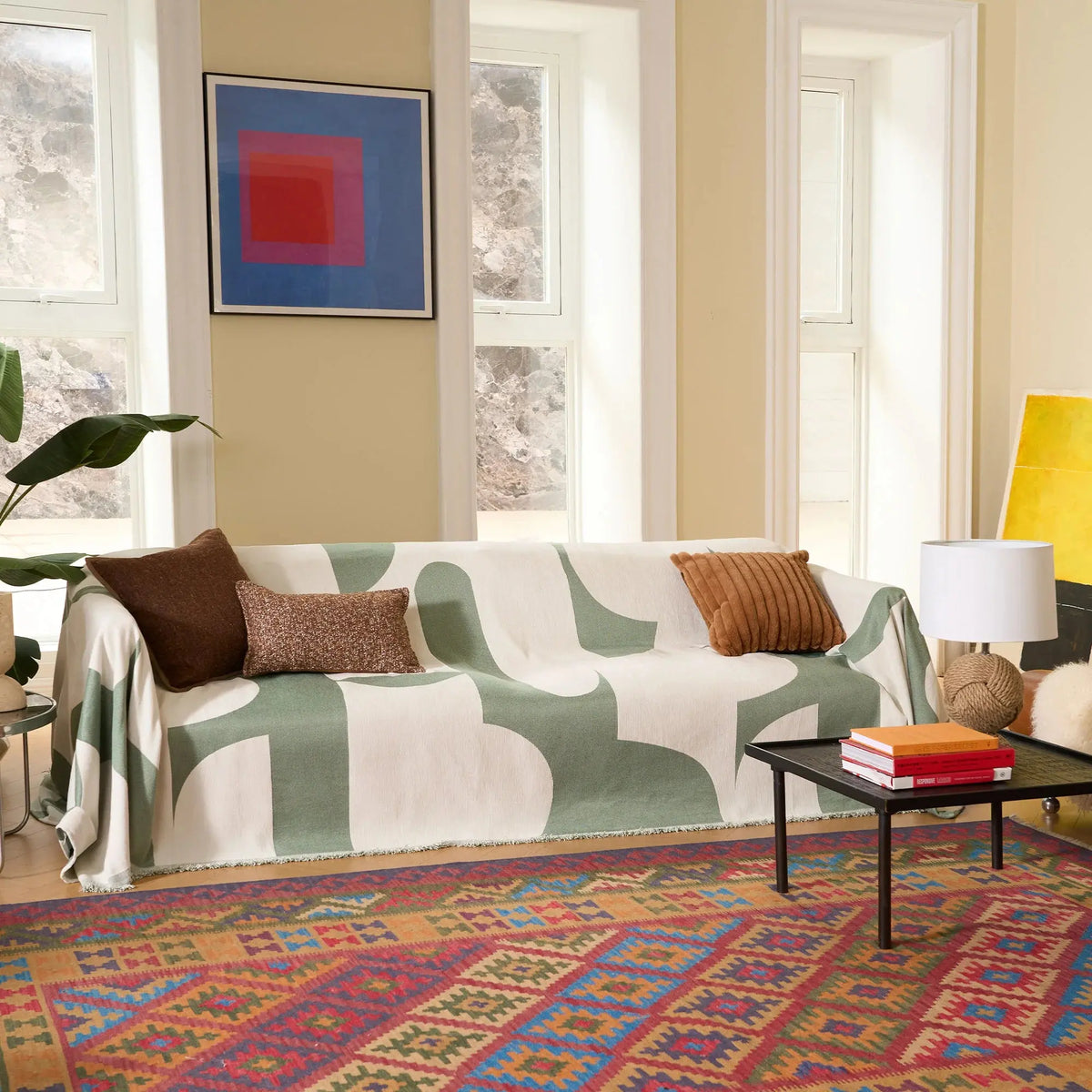 Zachte Chenille Plaid Bankdeken - Geruit Patroon - Lichtgewicht Deken voor Sofa en Slaapkamer