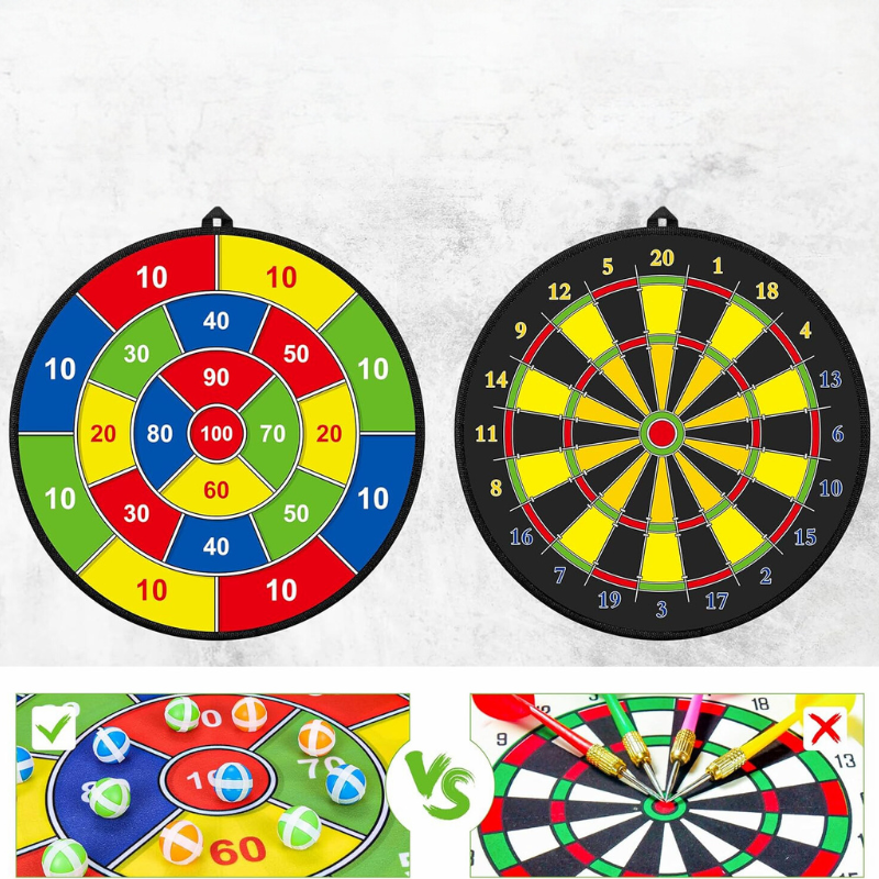 Dartbord voor Kinderen met Klittenballetjes - Dubbelzijdig Outdoor & Indoor Spel