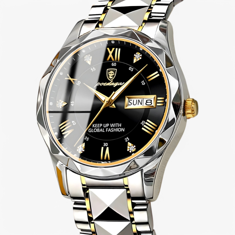 Luxe Herenhorloge met Kwartsmechanisme - Roestvrij Staal Armband - Zilver Zwart Goud - Waterbestendig Polshorloge voor Mannen 42mm