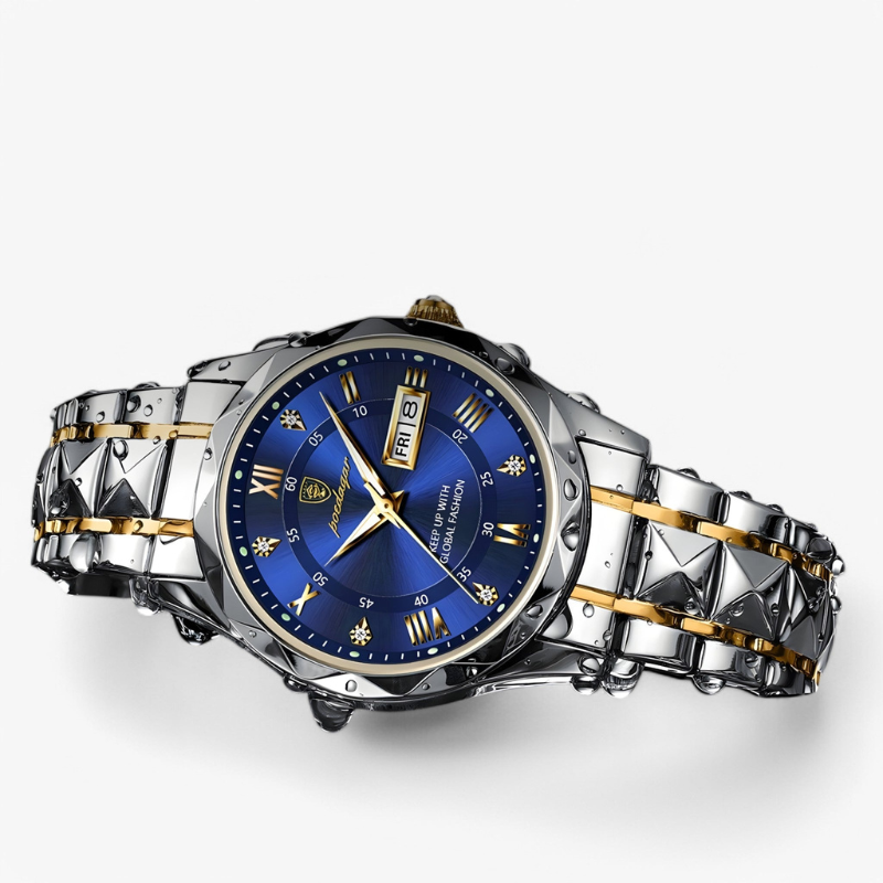 Luxe Herenhorloge met Kwartsmechanisme - Roestvrij Staal Armband - Zilver Zwart Goud - Waterbestendig Polshorloge voor Mannen 42mm