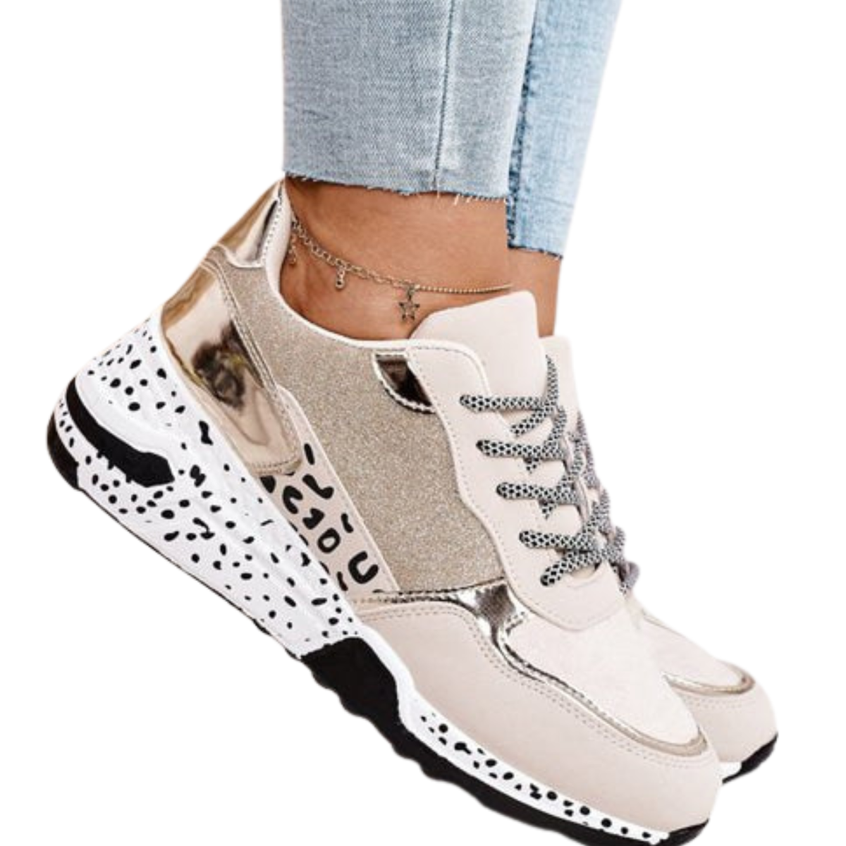 Dames Sneakers Lichtgewicht Antislip Zool Comfortabel Voetbed Dagelijks Gebruik Goud Zilver Casual Sportschoenen