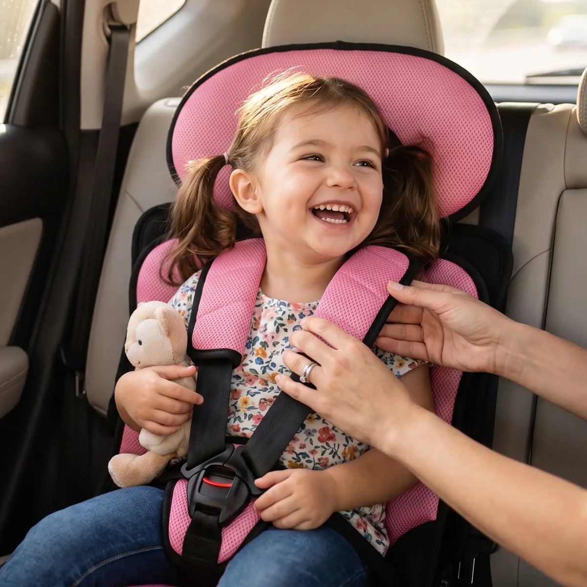 Opvouwbare Kinderzitverhoger voor de Auto - Draagbaar en Veilig Boosterzitje met 5-Punts Harnas voor Kinderen van 0-14 Jaar, Wasbare Hoes