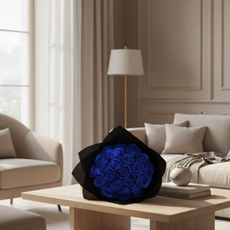 Geconserveerde Roos in Acryl Stolp 25cm Eeuwige Bloem Romantische Woondecoratie Cadeau Rood Blauw Design