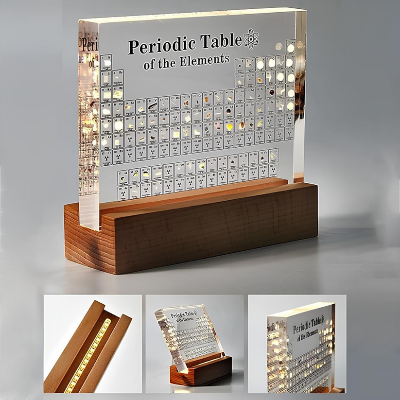 3D Periodieke Tabel met 83 Echte Elementen - Verlichte Display in Acryl voor Wetenschap & Educatie