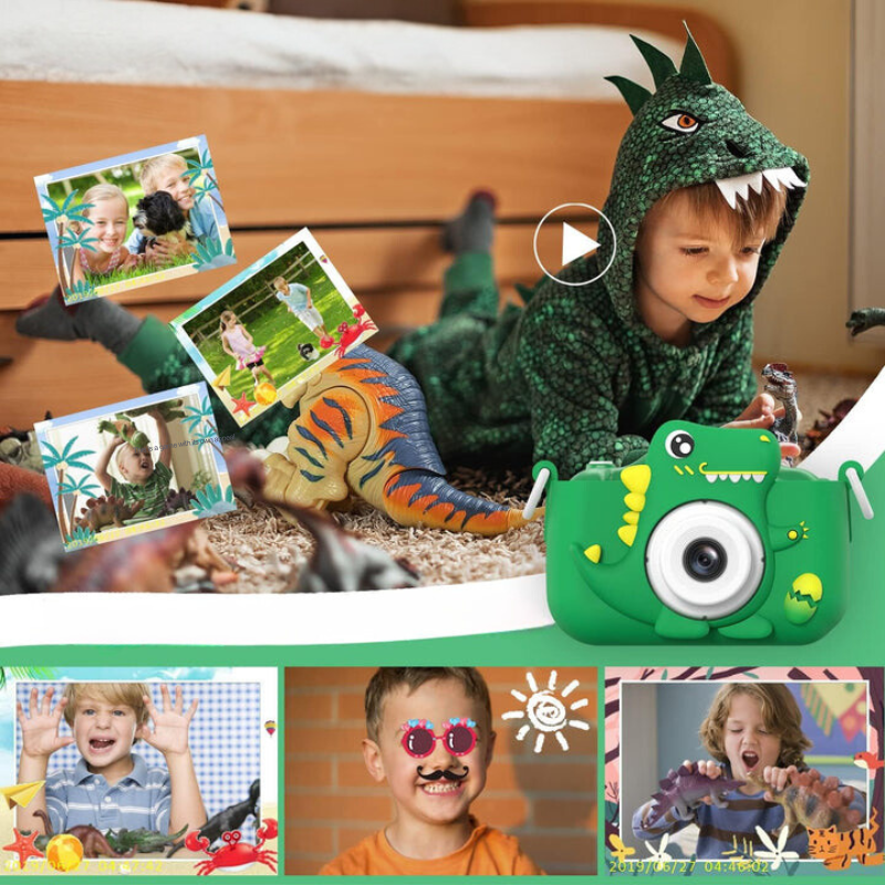 Kindercamera met Dinosaurusdesign - Fototoestel voor Jonge Ontdekkers met HD-Opname & Speelse Dino-Stickers