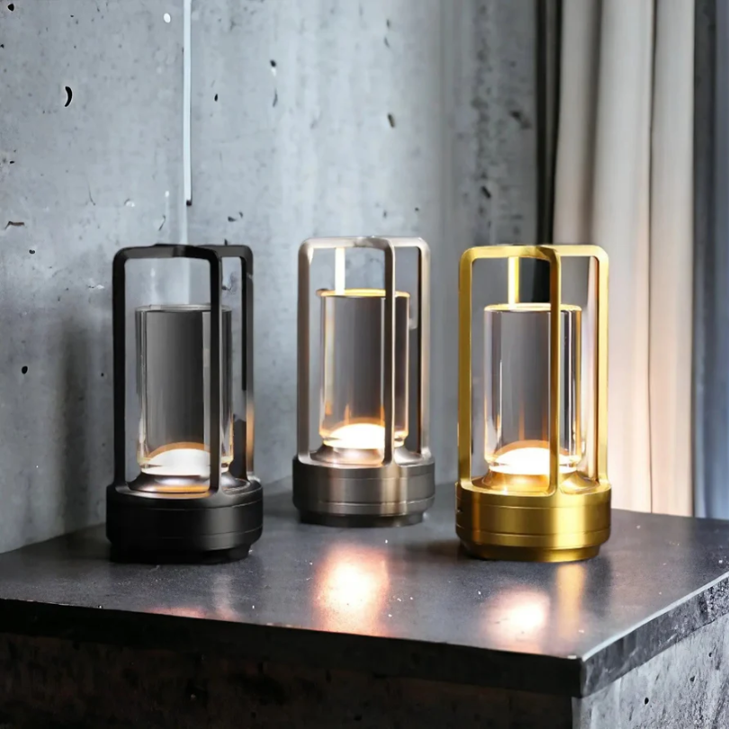 Draadloze LED Tafellamp Kristal Metalen Kooi Dimbaar Touch Sensor Oplaadbaar Sfeerverlichting Woonkamer Slaapkamer