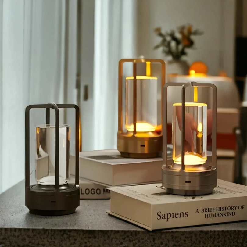 Draadloze LED Tafellamp Kristal Metalen Kooi Dimbaar Touch Sensor Oplaadbaar Sfeerverlichting Woonkamer Slaapkamer