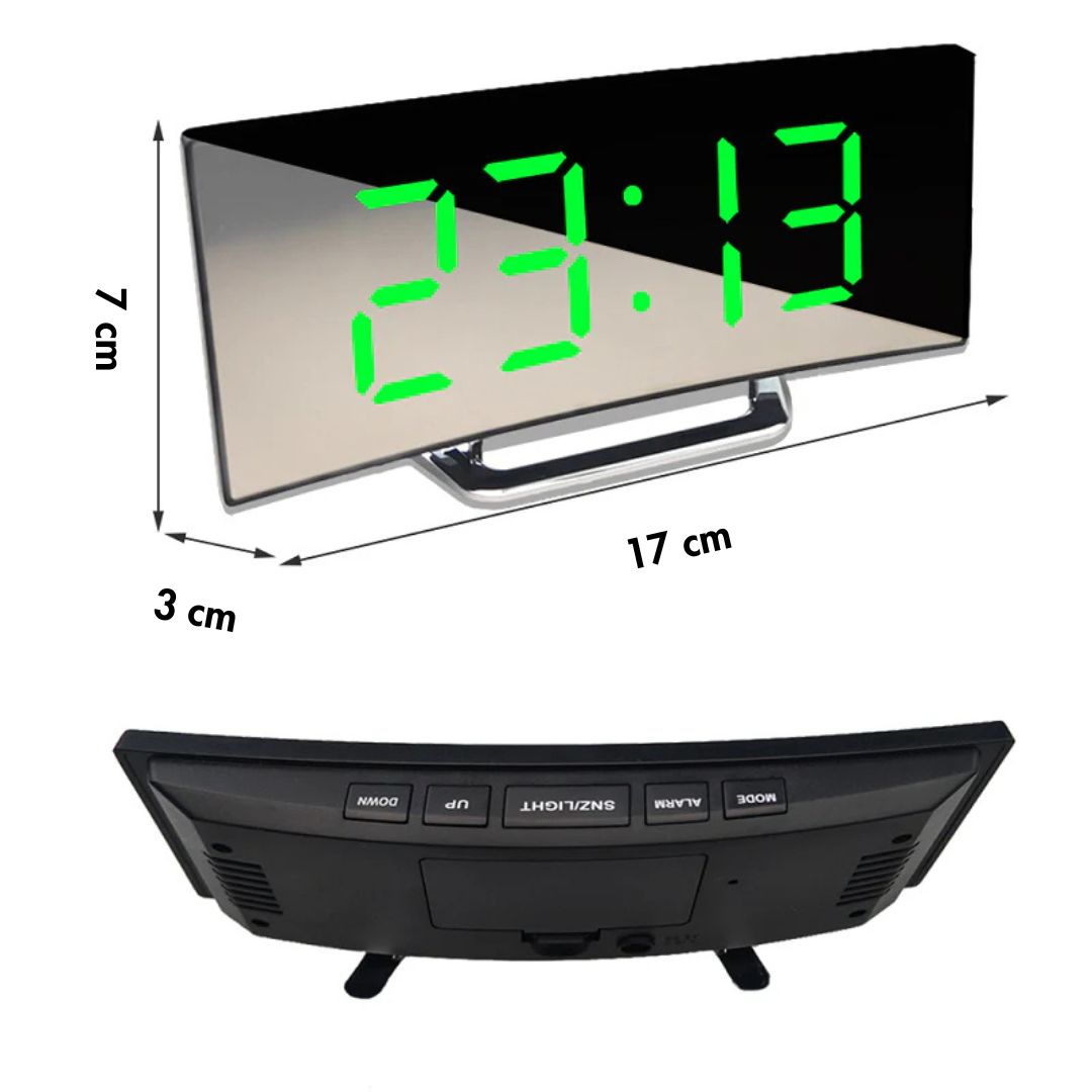 Digitale LED Wekker met Gebogen Display - Automatische Lichtregeling & Groot Scherm