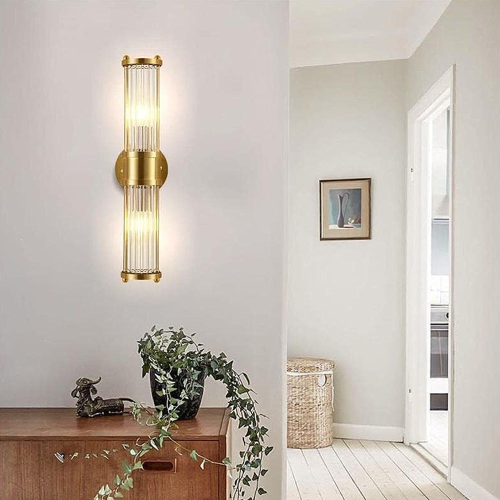 Gouden Wandlamp met Glazen Kap Ø9cm - Luxe Badkamerverlichting Klassiek Design voor Spiegel Hal Ganglamp IP44 E27 Fitting Modern & Tijdloos