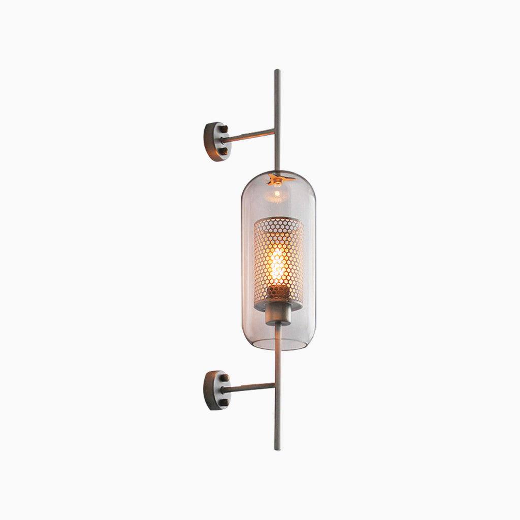 Wandlamp Glazen Cilinder met Geperforeerde Messing Kap Modern Design Warm Licht Sfeerverlichting Woonkamer