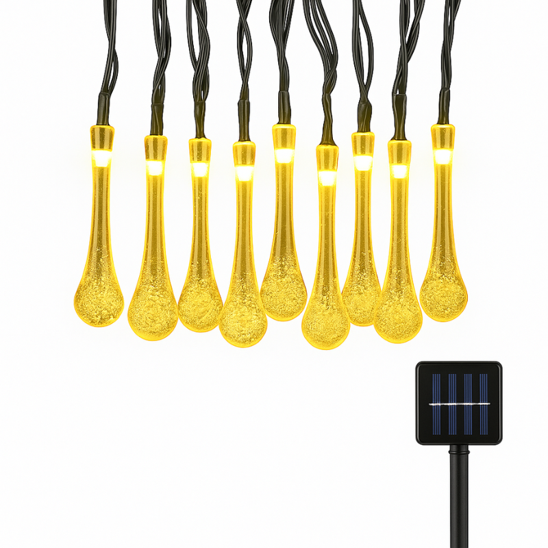 Solar LED Lichtsnoer 30 Lampjes Waterdicht Tuinverlichting 8 Standen Druppelvorm Terras Balkon Decoratie