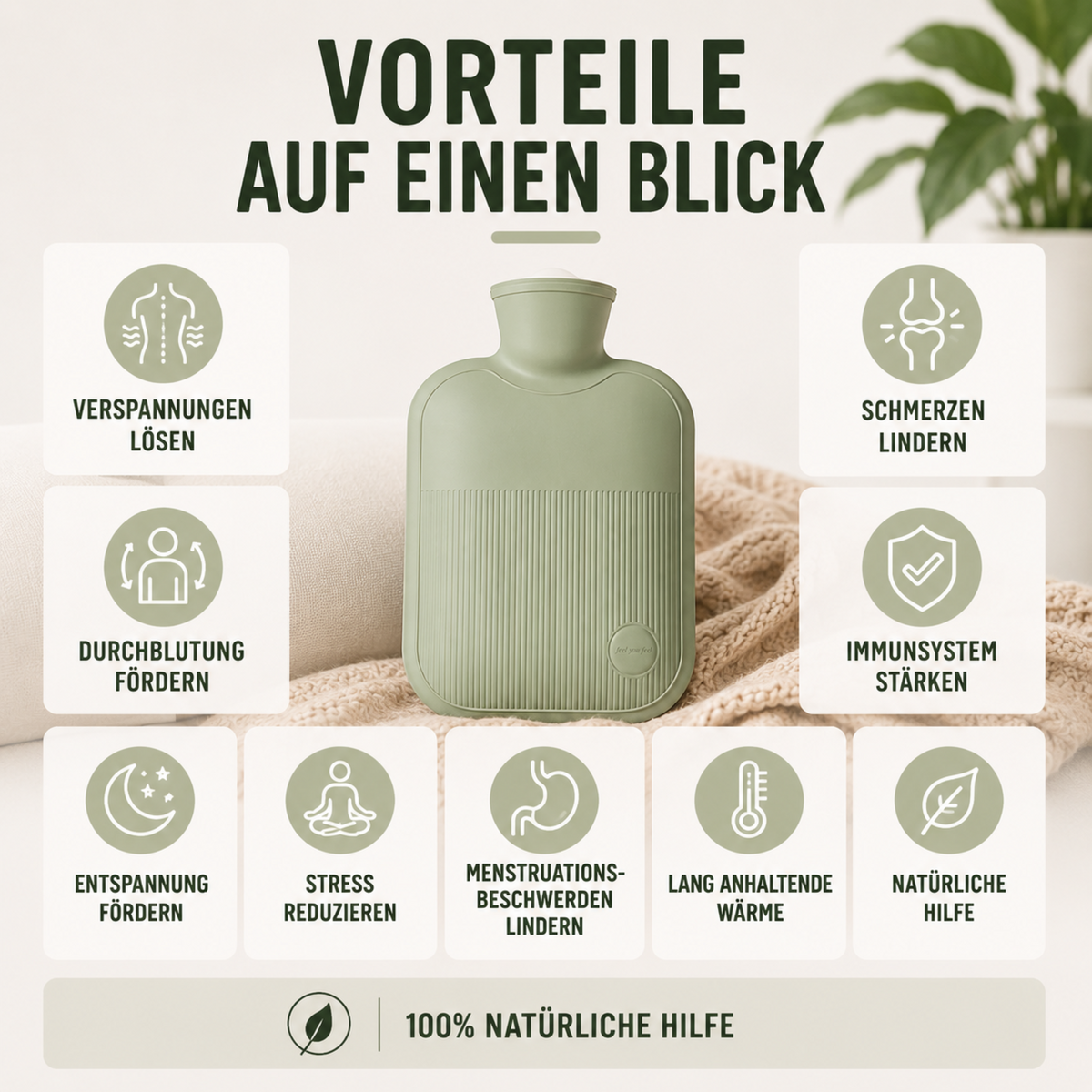 Warmwaterkruik 2000ml Lekvrij met Zachte Fleece Hoes voor Koude Voeten Handen en Rug Winterwarmte Comfort