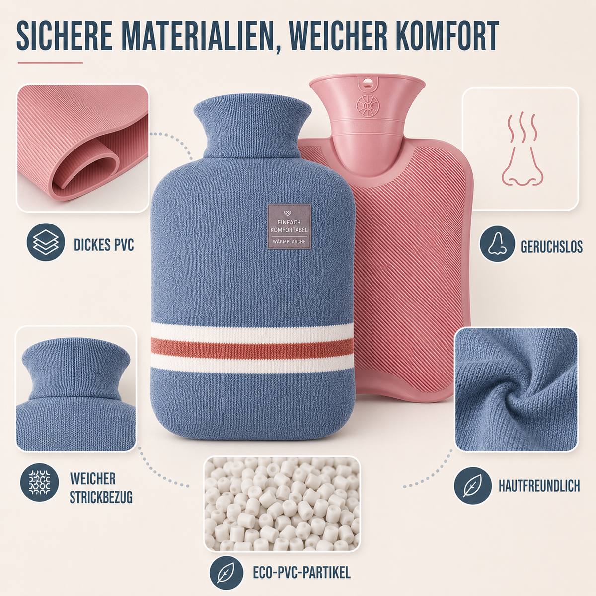 Kruik met Gebreide Hoes 1 Liter Warmtehoudend Comfort voor Koude Winterdagen Ontspanning Thuis Wellness
