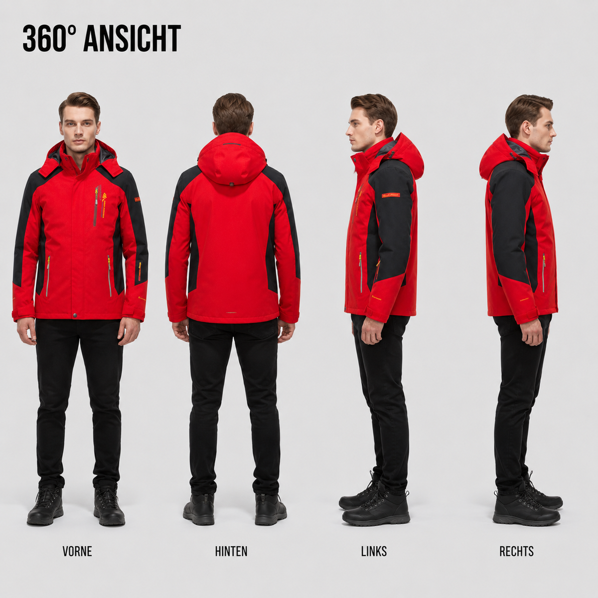 Waterdichte Heren Outdoorjas Polyester Afneembare Capuchon Meerdere Zakken Wandelen Trekking Outdoor Actief