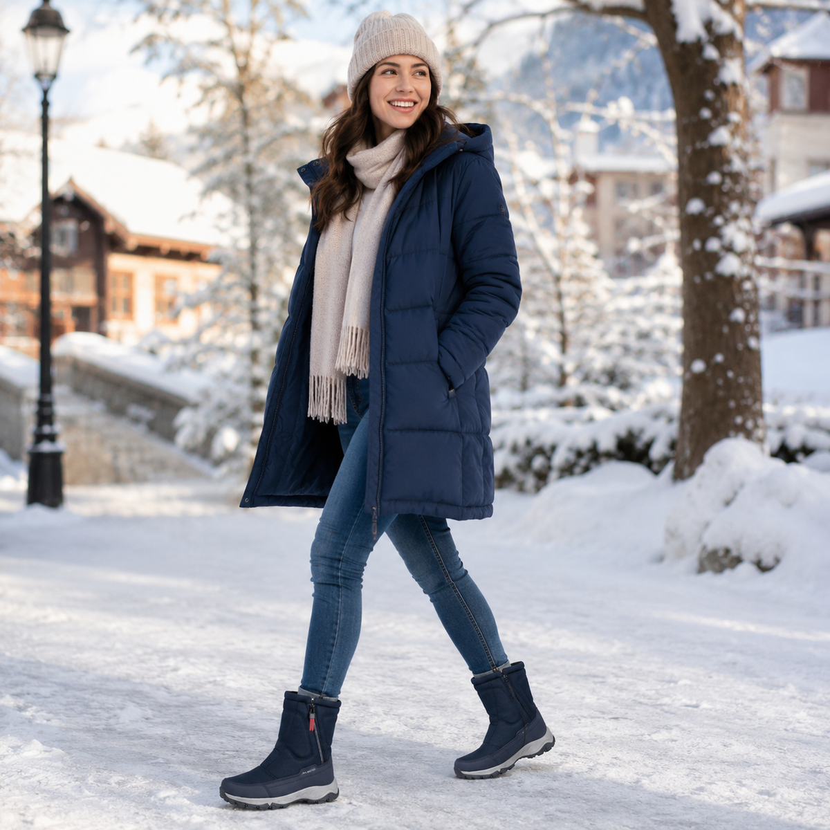 Gevoerde Winterlaarzen Dames Waterdicht Sneeuwlaarzen Antislip Warm Gevoerd Oxford Materiaal Snowboots