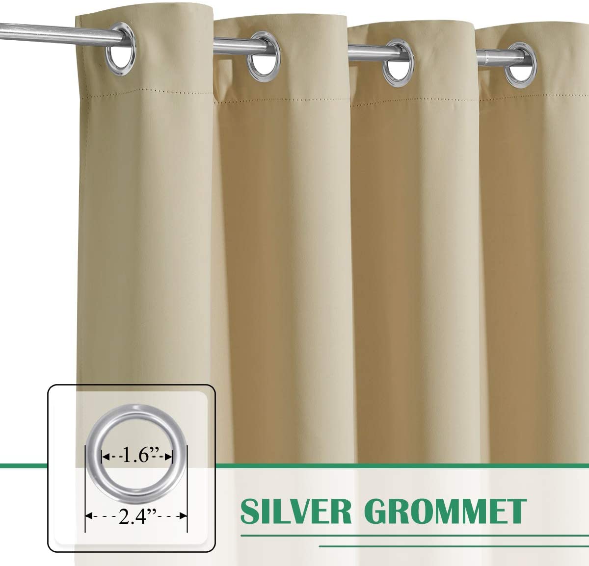 Waterdicht Outdoor Gordijn met Oogjes 1 Paneel - UV-Bescherming Terrasscherm Winddicht & Regenbestendig