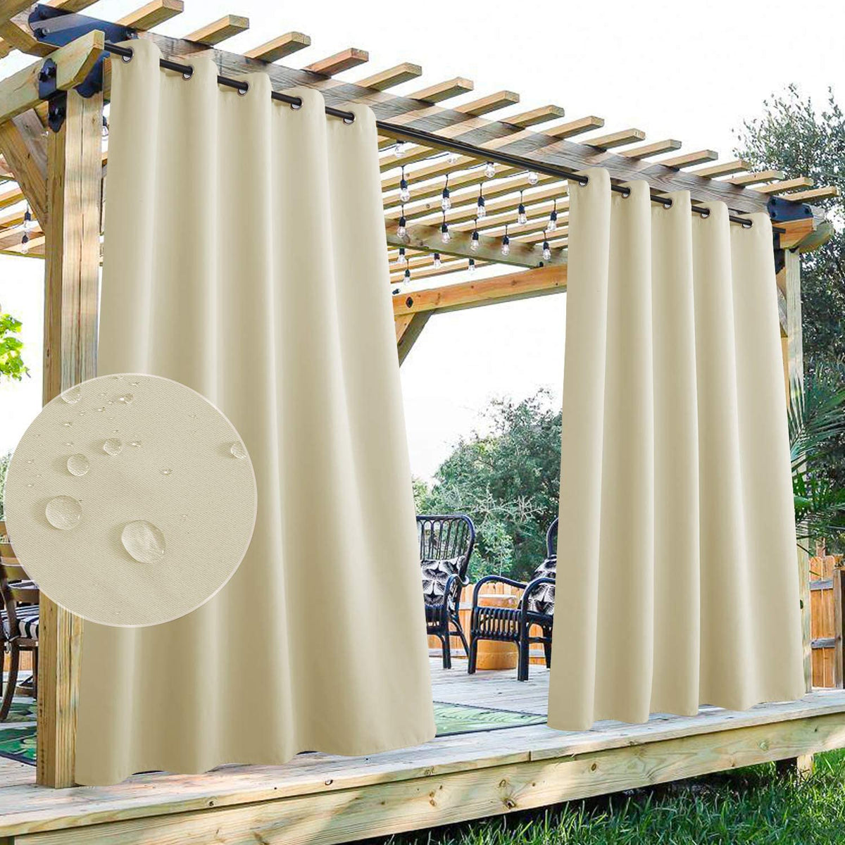 Waterdicht Outdoor Gordijn met Oogjes 1 Paneel - UV-Bescherming Terrasscherm Winddicht & Regenbestendig