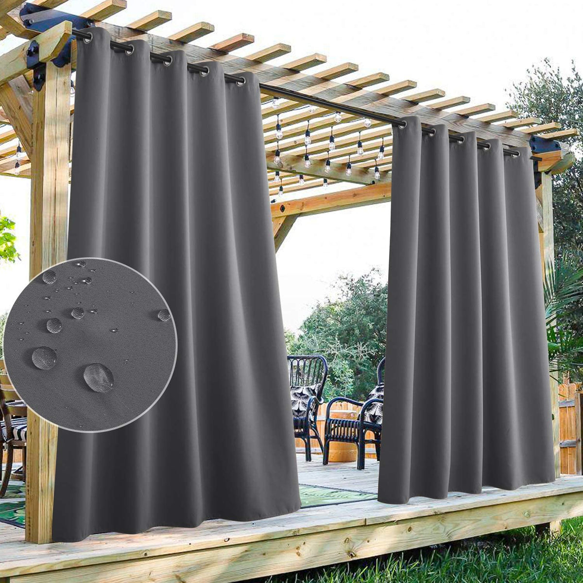 Waterdicht Outdoor Gordijn met Oogjes 1 Paneel - UV-Bescherming Terrasscherm Winddicht & Regenbestendig
