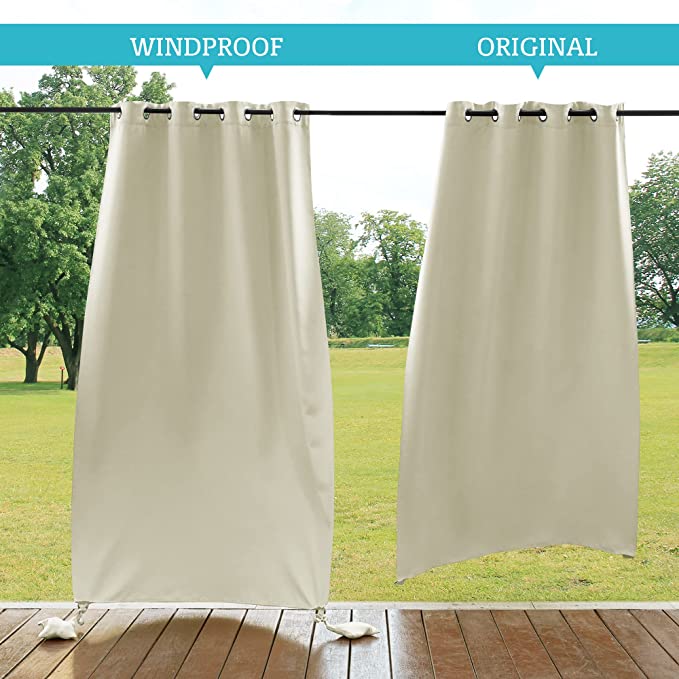 Waterdicht Outdoor Gordijn met Gewichtszakken - Blackout Privacy & UV-Bescherming voor Terras & Veranda