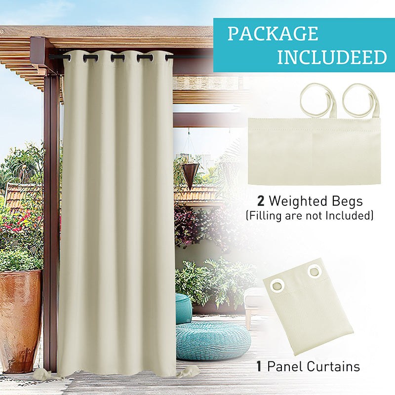 Waterdicht Outdoor Gordijn met Gewichtszakken - Blackout Privacy & UV-Bescherming voor Terras & Veranda