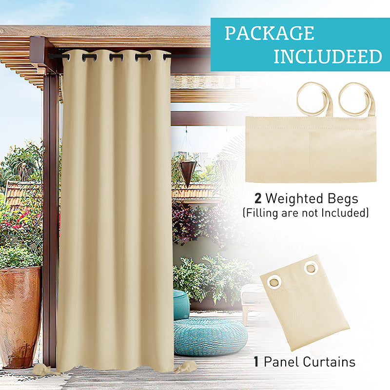 Waterdicht Outdoor Gordijn met Gewichtszakken - Blackout Privacy & UV-Bescherming voor Terras & Veranda