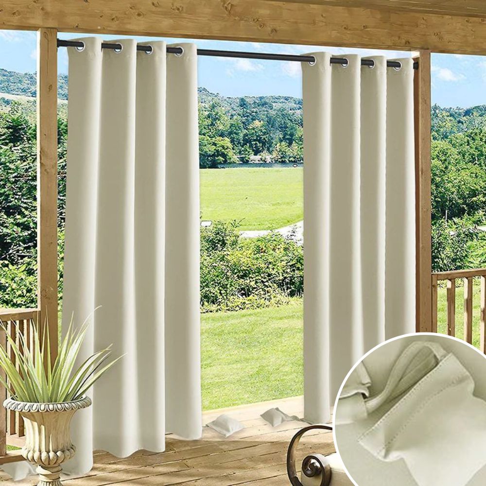 Waterdicht Outdoor Gordijn met Gewichtszakken - Blackout Privacy & UV-Bescherming voor Terras & Veranda