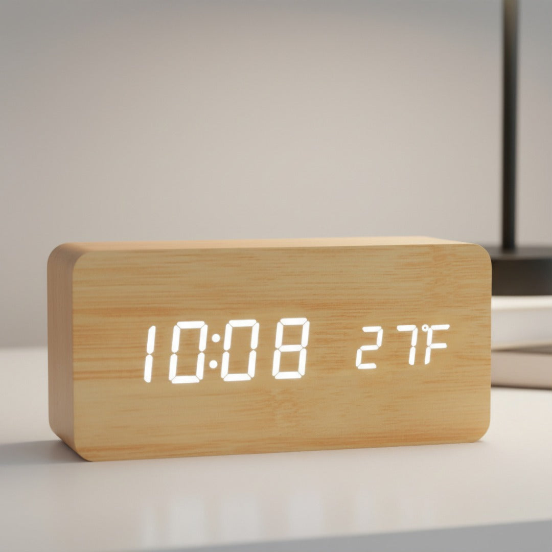 Digitale Wekker met Draadloze Oplader LED Display Temperatuur Luchtvochtigheid 3 Alarmen Nachtkastje
