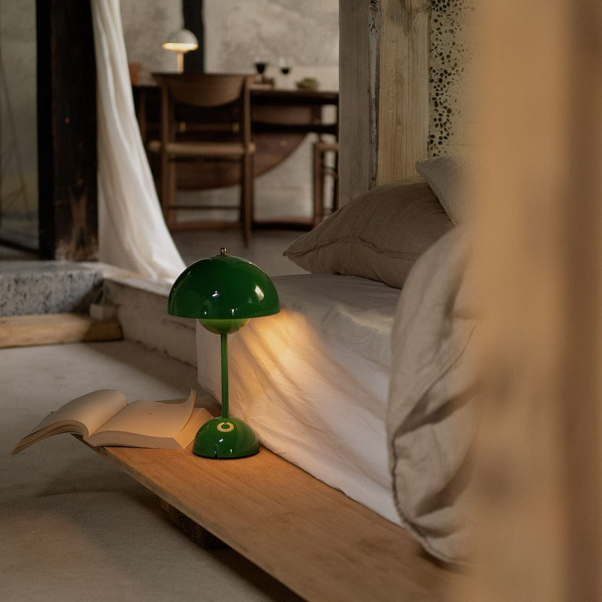 Tafellamp paddenstoel LED USB oplaadbaar draadloos nachtkastje bureau sfeerlicht interieur