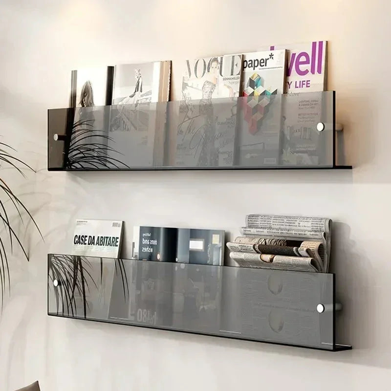Zwevende Boekenplank Wand PVC 40 50 80 cm Transparant Boeken Tijdschriften Muurmontage Modern
