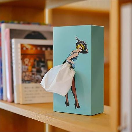 Vintage Tissue-Box met Retro-Patroon - Elegante Zakdoekenhouder voor Badkamer Woonkamer Slaapkamer Kantoor - Decoratief Kunsthars Tissuedispenser
