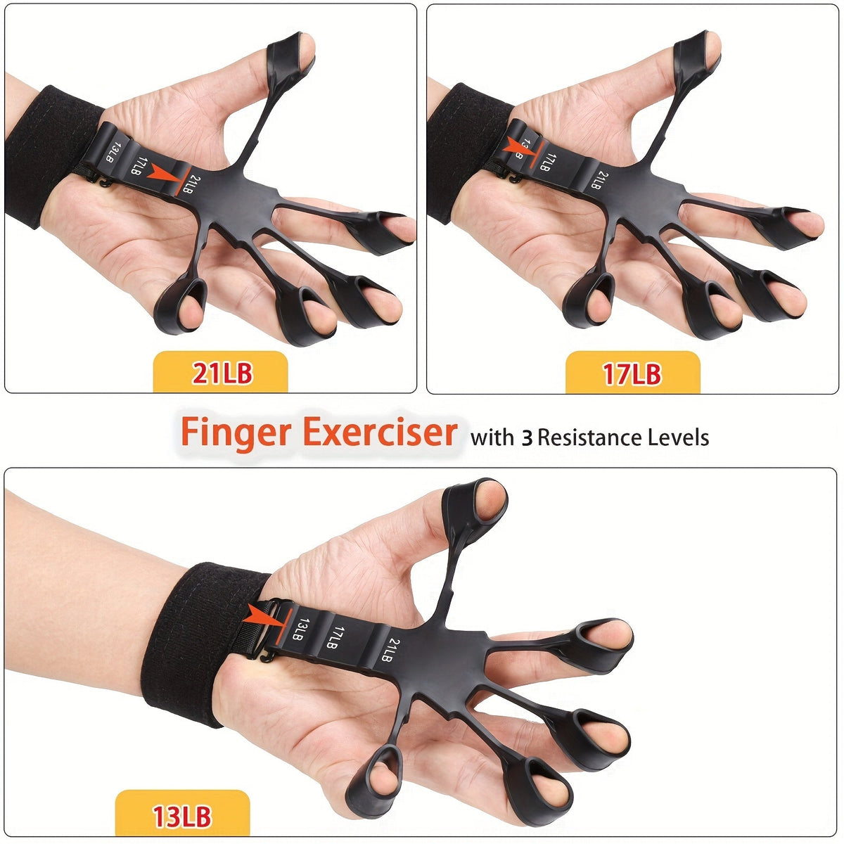 Handtrainer Set 5-in-1 voor Grip en Onderarmkracht Verstelbaar Weerstand met Vingertrainer en Krachtrubberbal