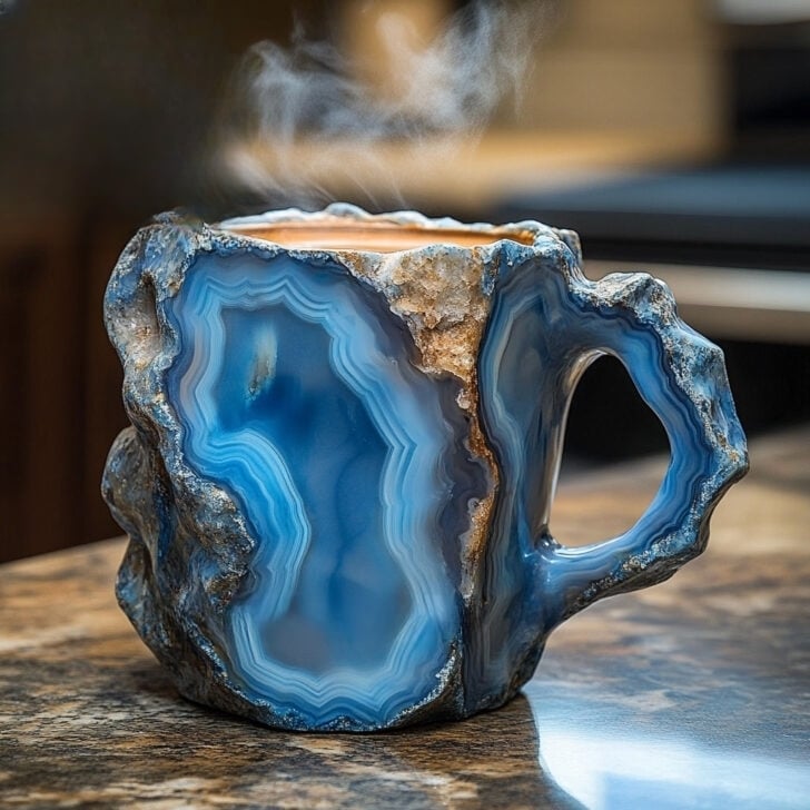 Kristalmok met Natuursteen Effect - Handgemaakte Mok Geïnspireerd op Edelstenen - 200ml Keramiek voor Thee, Koffie of Wijn