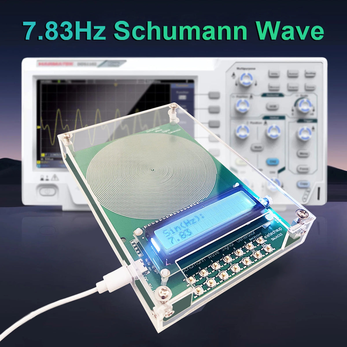 Laagfrequente Signaalgenerator 0.01-100000Hz Kristaloscillator LCD Display Type-C 7.83Hz Schumann Golfgenerator