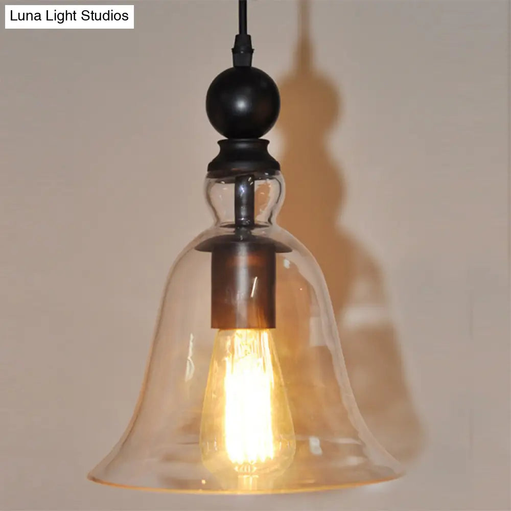Industriële Hanglamp met Zwarte Glazen Klok - Vintage Stijl voor Eetkamer & Keuken