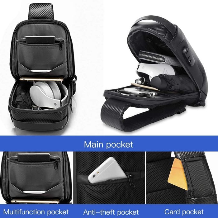 Crossbody Schoudertas met USB Oplaadpoort en Cijferslot Waterafstotend voor Reizen Werk en Dagelijks Gebruik