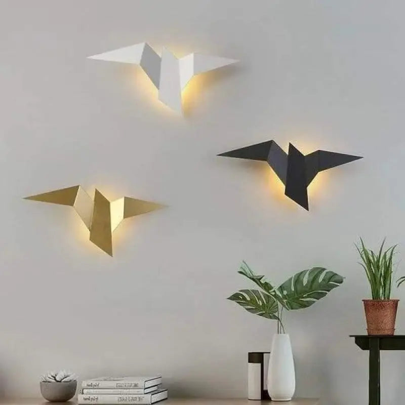 Vogel Wandlamp Led Aluminium Scandinavisch Design Zwart Wit Goud